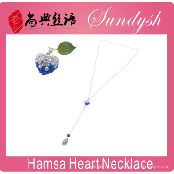 Religiöse Halsketten Blue Heart Hamsa Rosenkranz Kette